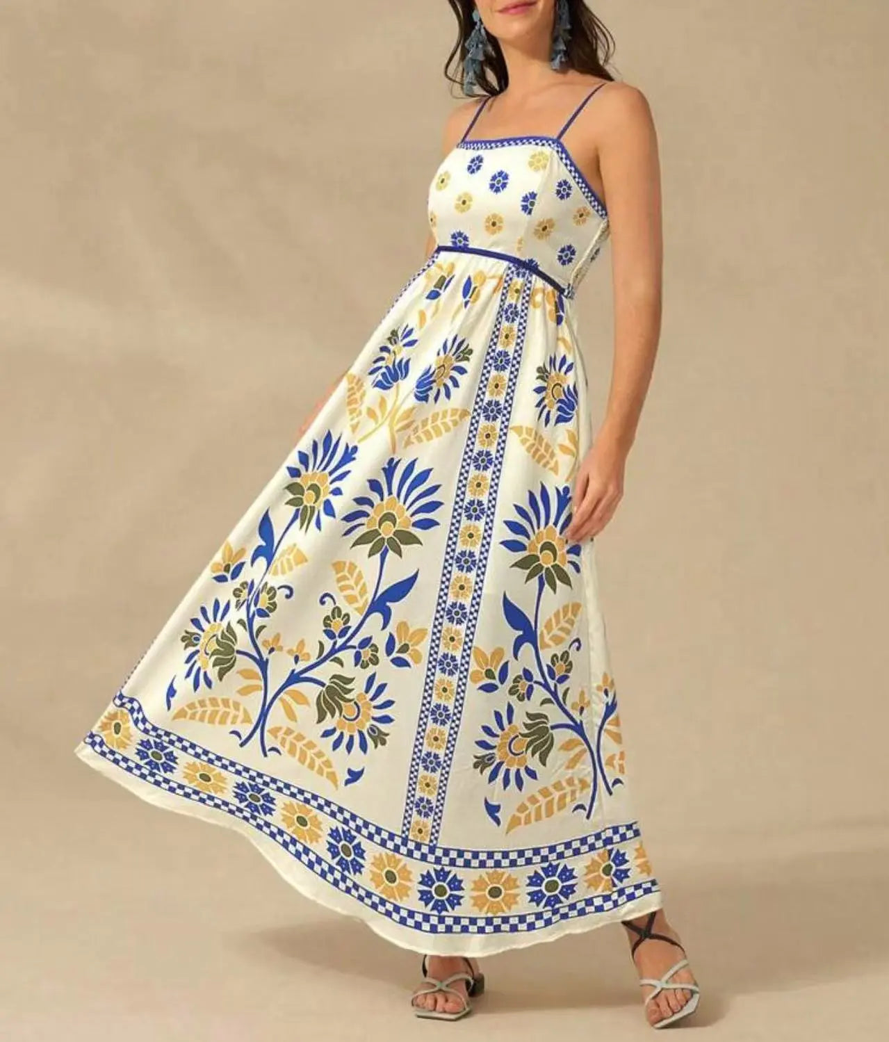 Printing Slip Dress Vacation Style Women's Clothing  Adomoo