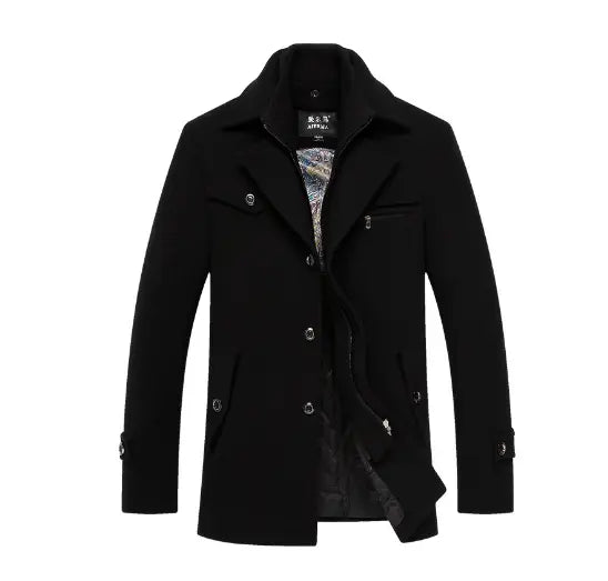 Men Coat Long Casual Fashion Thickening  Adomoo