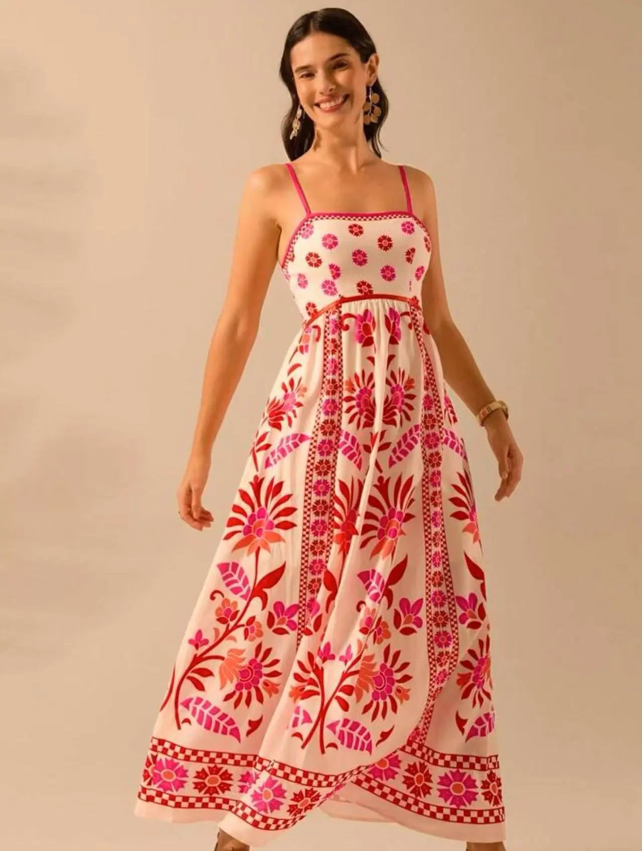 Printing Slip Dress Vacation Style Women's Clothing  Adomoo