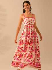 Printing Slip Dress Vacation Style Women's Clothing  Adomoo