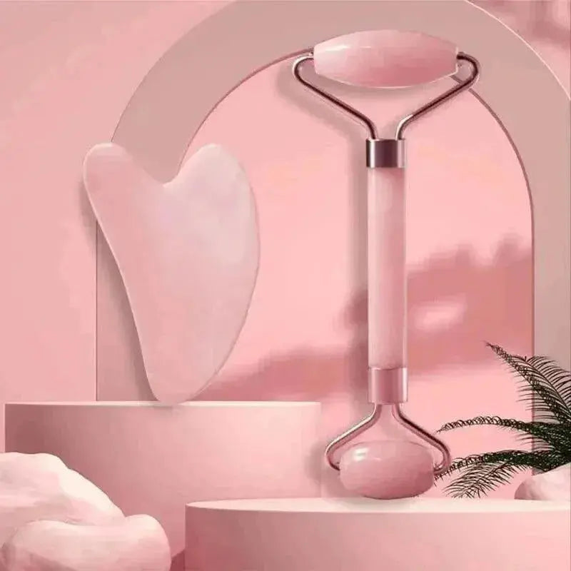 Face And Neck Massager Resin Roller Beauty Scraping Double-ended Massage Stick To Unblock And Relax Non-rose Crystal Jade  Adomoo