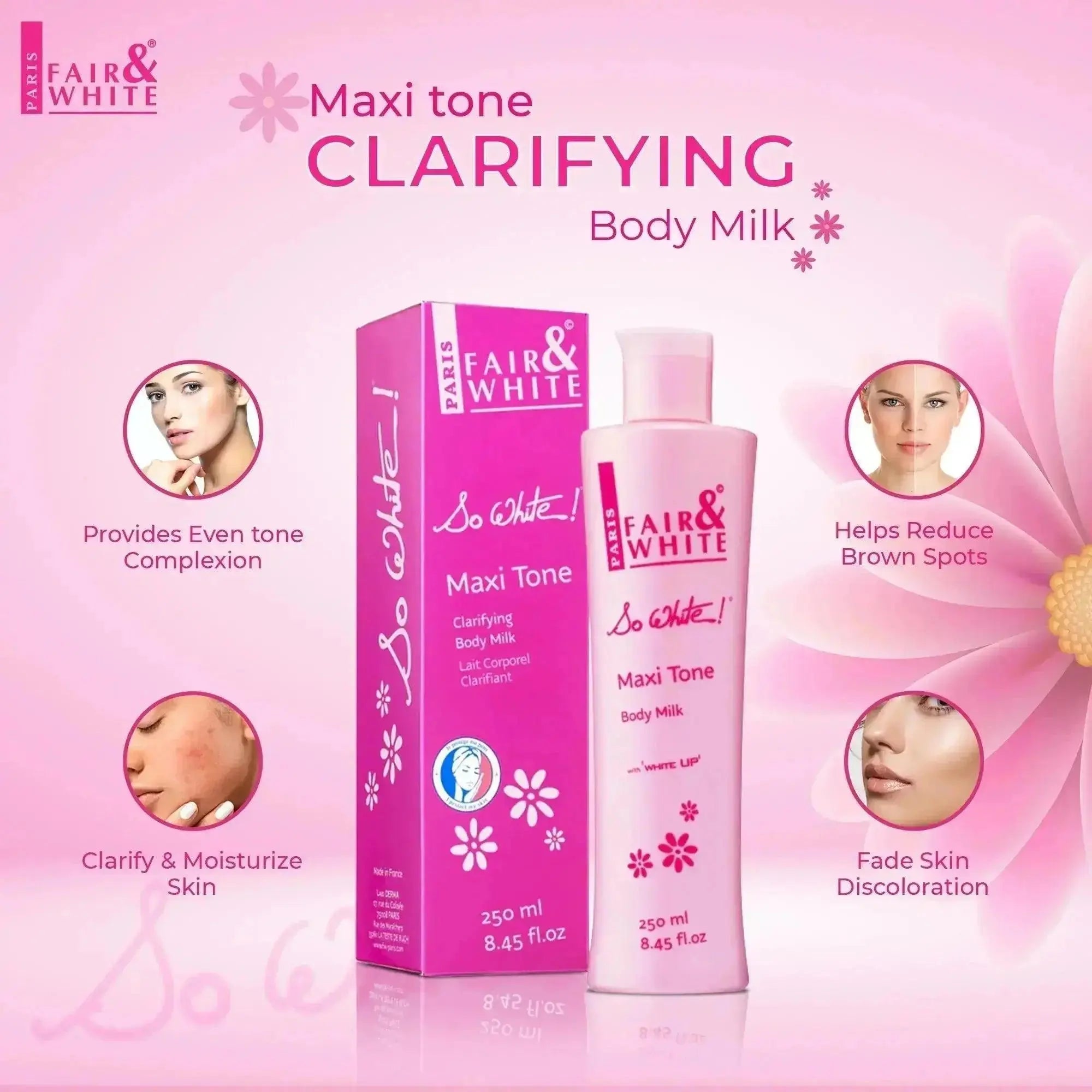 Fair and White So White Maxi Tone Clarifying Body Milk - 250ml  Adomoo