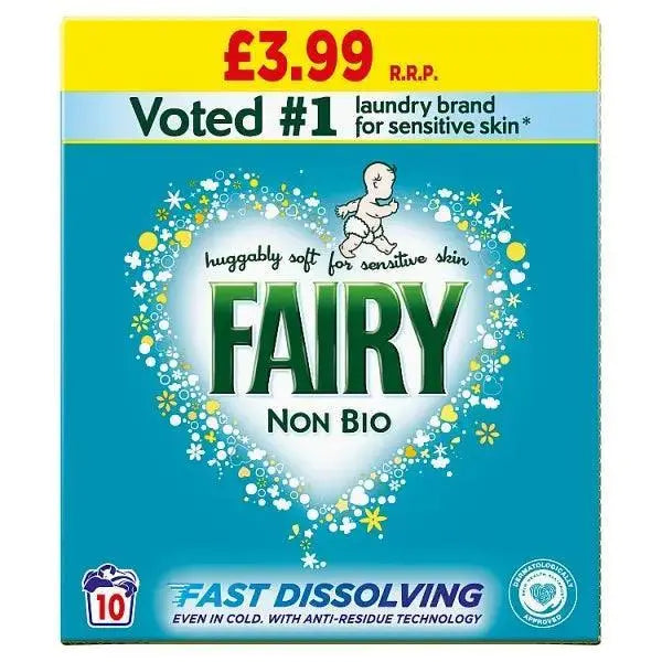 Fairy Non Bio Washing Powder 650g 10 Washes, Voted #1 for Sensitive Skin (Case of 6)  Adomoo