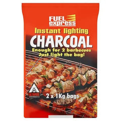 Fuel Express Instant Lighting Charcoal 2 x 1kg (2kg) - Honesty Sales U.K