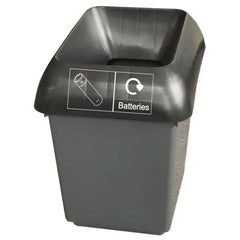 30L Recycling Bin with Black Lid & Batteries Logo