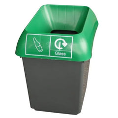 30L Recycling Bin with Green Lid & Glass Logo