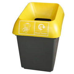 30L Recycling Bin with Yellow Lid & Textiles Logo