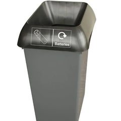 50L Recycling Bin with Black Lid & Batteries Logo