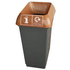 50L Recycling Bin with Brown Lid & Kitchen Waste Logo