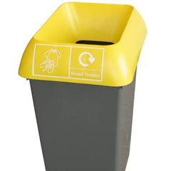 50L Recycling Bin with Yellow Lid & Textiles Logo