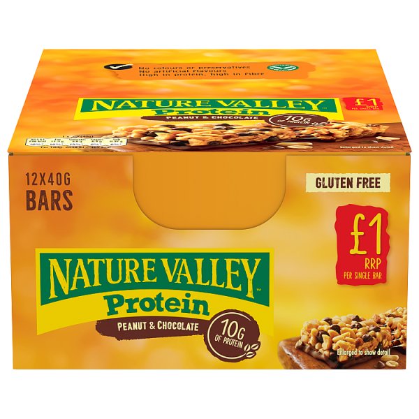 Nature Valley Protein Peanut & Chocolate Cereal Bar 40g (Case of 12)  Adomoo