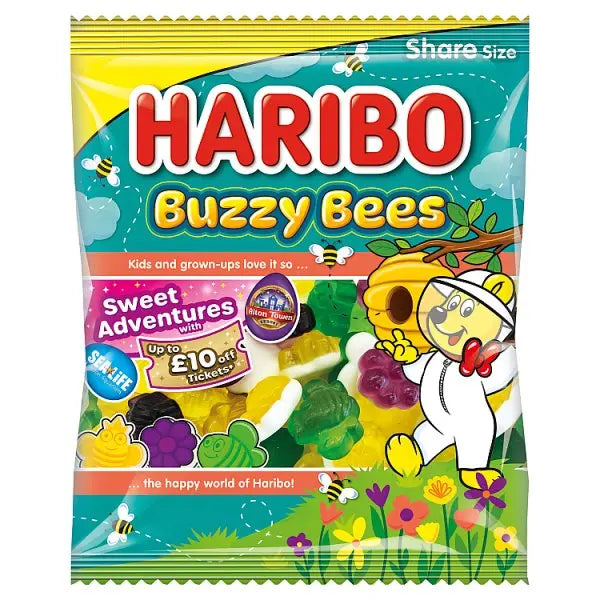HARIBO Buzzy Bees Fruit Flavour Jelly & Foam Sweets Sharing Bag 140g (Case of 12)  Adomoo