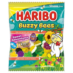 HARIBO Buzzy Bees Fruit Flavour Jelly & Foam Sweets Sharing Bag 140g (Case of 12)  Adomoo