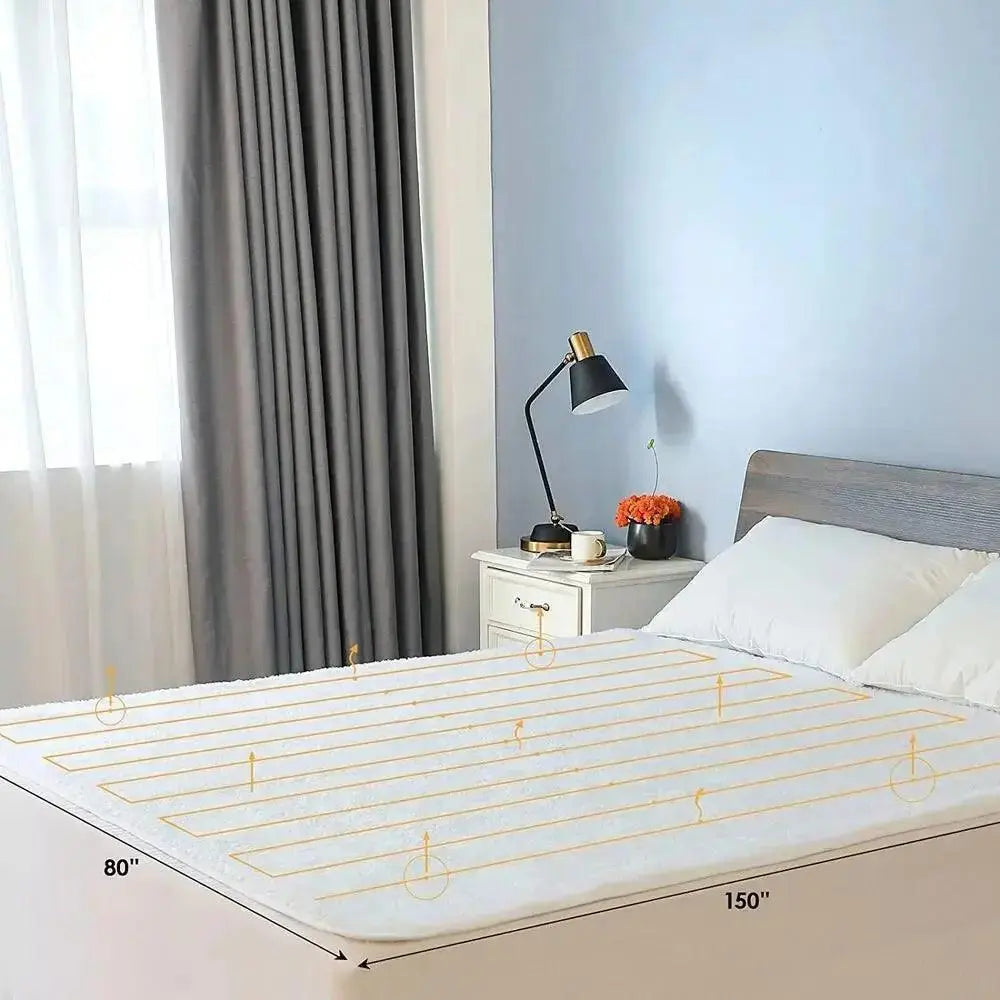 Heated Underblanket 150x80cm Electric Blanket with 10 Temperature Levels Washable 3H Timer  Adomoo