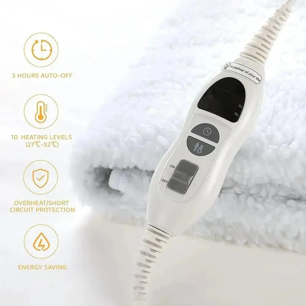 Heated Underblanket 150x80cm Electric Blanket with 10 Temperature Levels Washable 3H Timer  Adomoo
