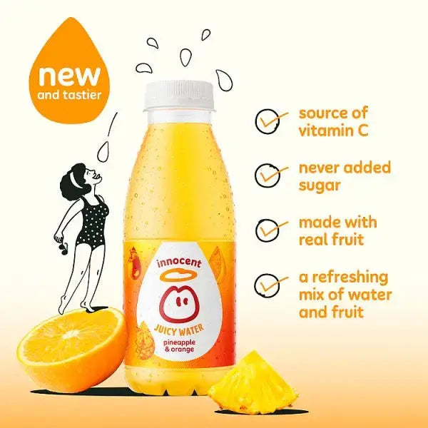 innocent Juicy Water Pineapple & Orange 420ml (Case of 12)  Adomoo
