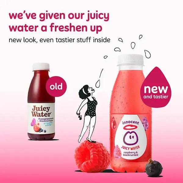 innocent Juicy Water Raspberry & Blackcurrant 420ml (Case of 12)  Adomoo