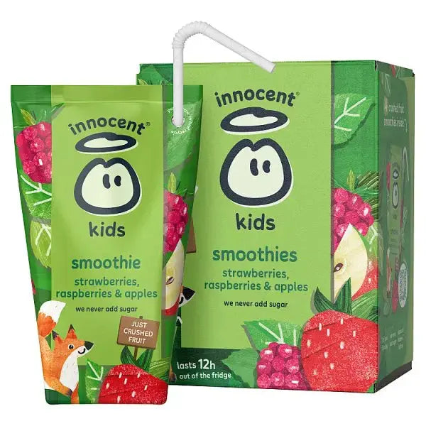 innocent Kids Smoothies Strawberries, Raspberries & Apples 150ml x 4  Adomoo