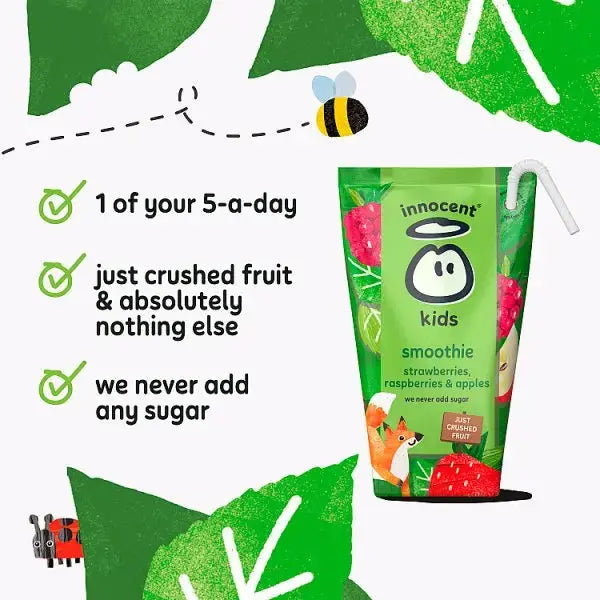 innocent Kids Smoothies Strawberries, Raspberries & Apples 150ml x 4  Adomoo