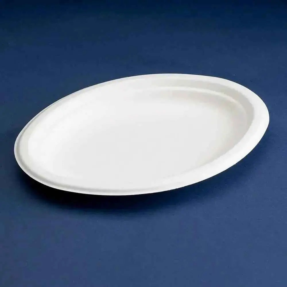 Jena Eco 50 Compostable 32cm Bagasse Oval Plates  Adomoo