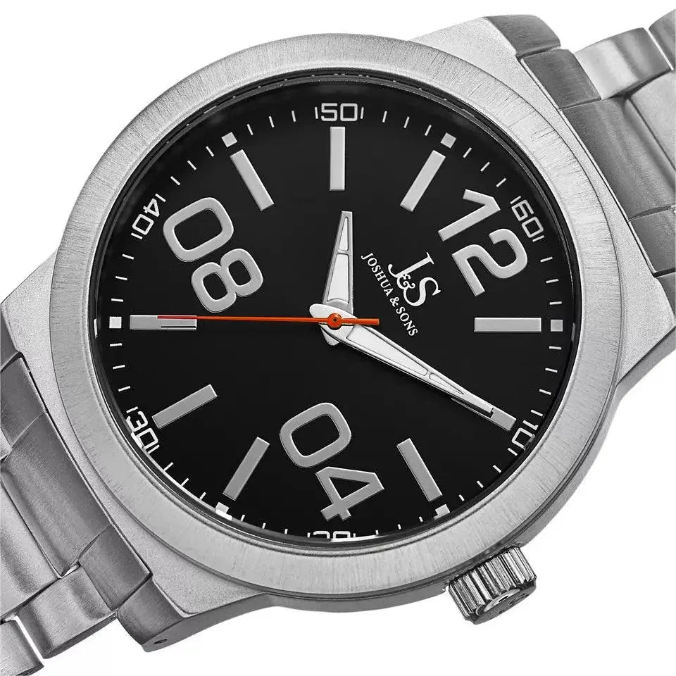 Joshua & Sons Bold Easy to Read Mens - Stainless Steel Bracelet - JS82SSB  Adomoo