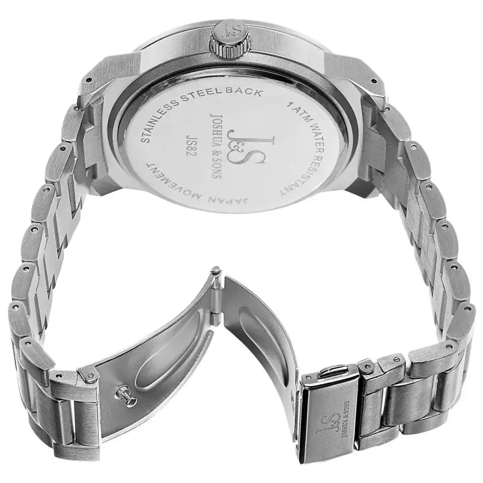 Joshua & Sons Bold Easy to Read Mens - Stainless Steel Bracelet - JS82SSB  Adomoo