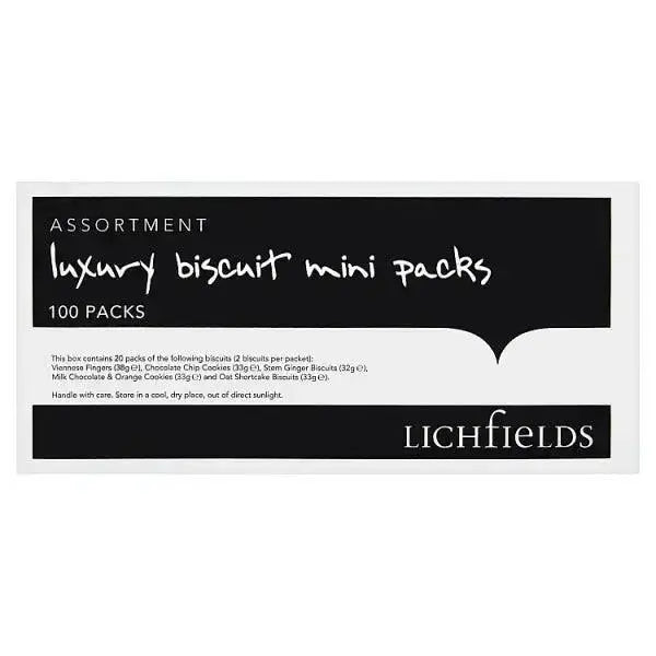 Lichfields 100 Assorted Luxury Biscuit Mini Packs (Case of 100)  Adomoo