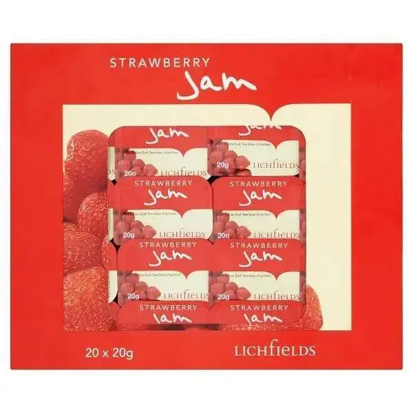 Lichfields Strawberry Jam Individual Portions 20 x 20g  Adomoo