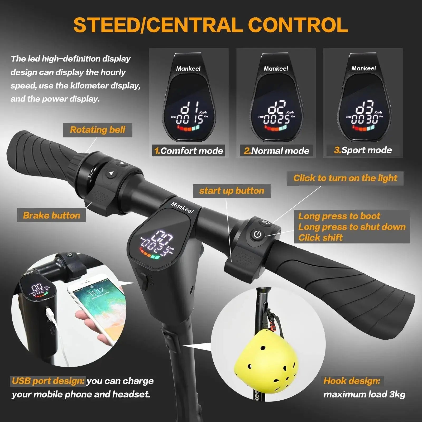 Mankeel MK090 Steed 36V/10.4Ah 350W Folding Electric Scooter  Adomoo