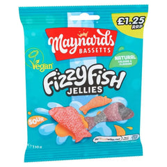 Maynards Bassetts Fizzy Fish Sweets Bag 130 (Case of 12) - Honesty Sales U.K