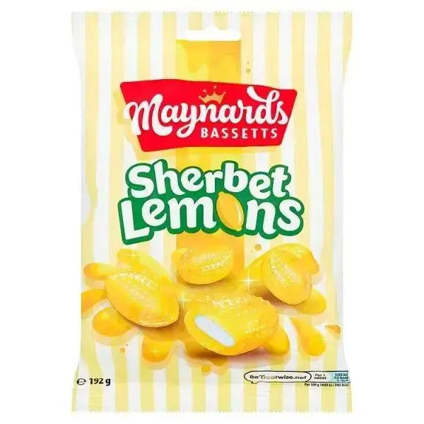 Maynards Bassetts Sherbet Lemons Sweets Bag 192g (Case of 12)  Adomoo