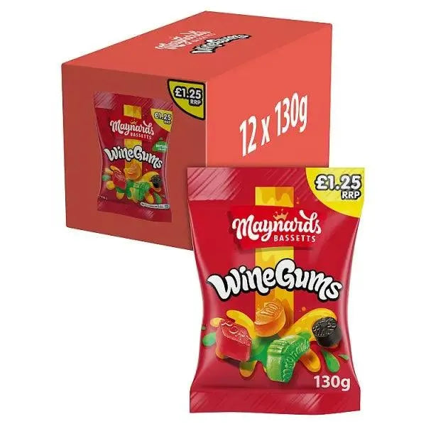 Maynards Bassetts Wine Gums Sweets Bag (Case of 12) - Honesty Sales U.K