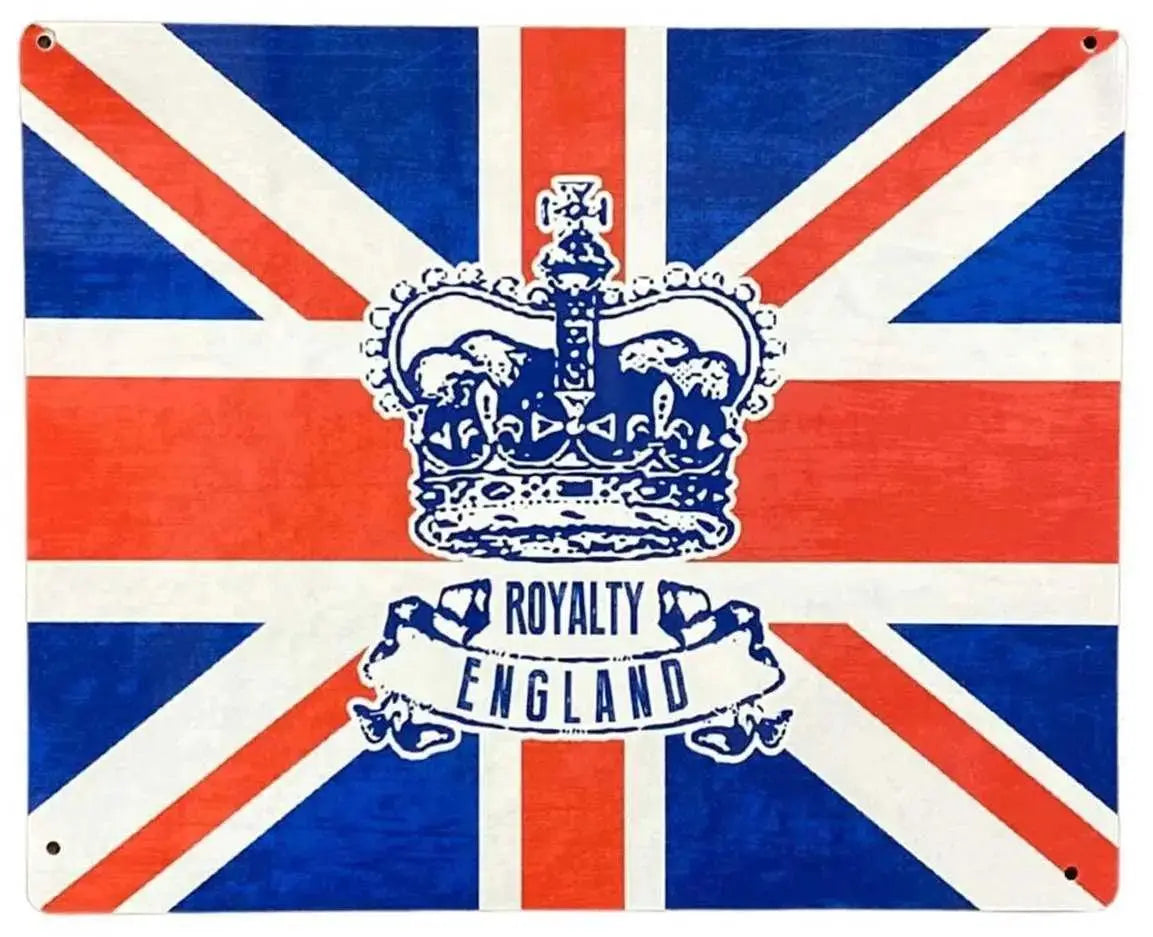 Metal Advertising Wall Sign - Grunge British With Crown  Adomoo