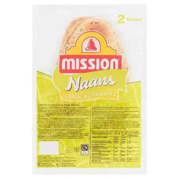 Mission 2 Garlic & Coriander Naan Breads (Case of 6)  Adomoo