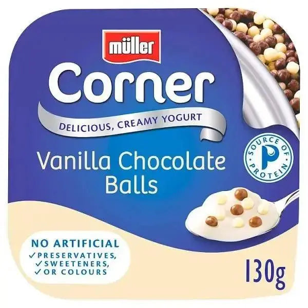 Muller Corner Vanilla Yogurt with Chocolate Balls 130g  Adomoo