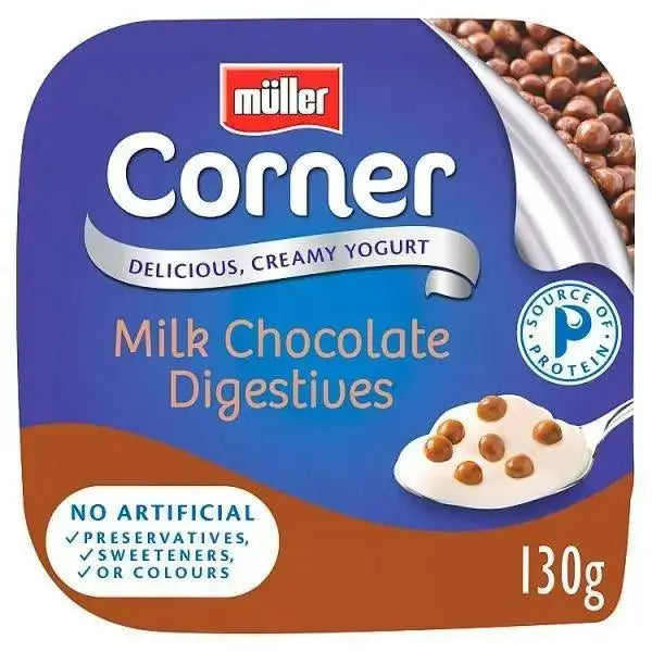Muller Corner Vanilla Yogurt with Chocolate Digestive Biscuits 130g  Adomoo