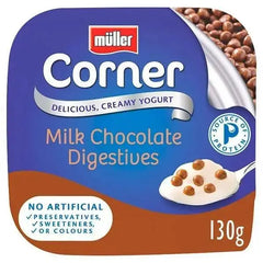 Muller Corner Vanilla Yogurt with Chocolate Digestive Biscuits 130g  Adomoo