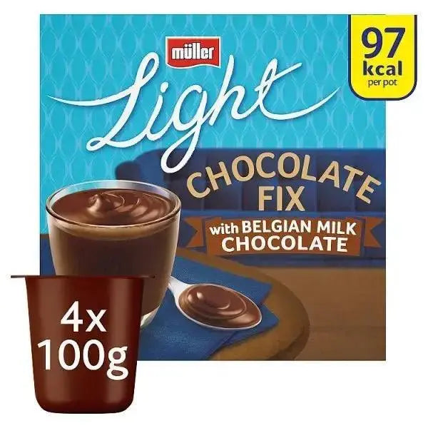 Muller Light Chocolate Fix Milk Chocolate Dessert 4 x 100g (Case of 6)  Adomoo