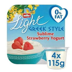 Müller Light Greek Style Sublime Strawberry Yogurt 4 x 115g (460g) (case of 6)  Adomoo