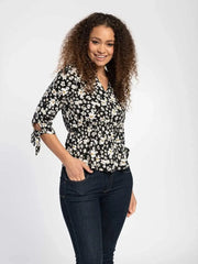 Peplum Blouse in Daisy Print  Adomoo