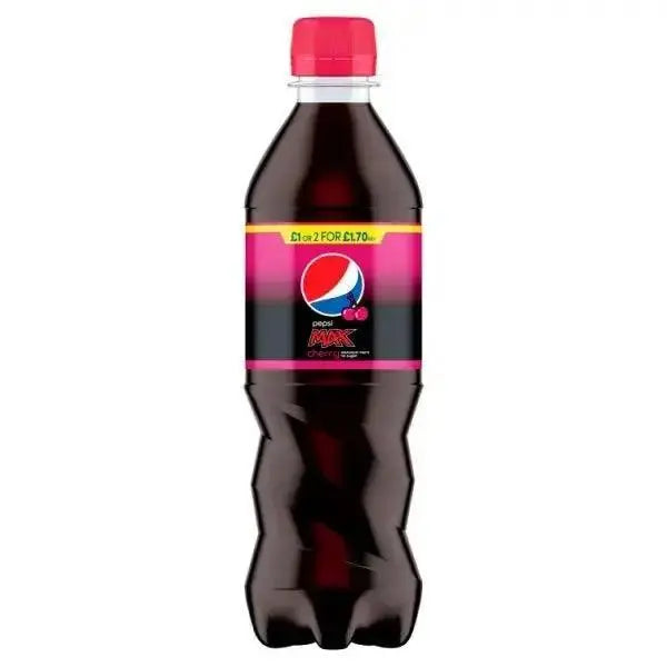 Pepsi Max Cherry No Sugar Cola Bottle PMP 500ml (Case of 12)  Adomoo