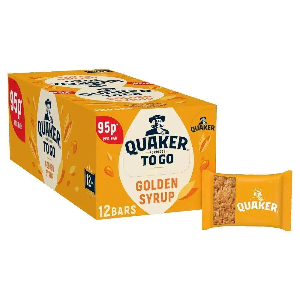 Quaker Porridge To Go Golden Syrup Breakfast Bar 55g (Case of 12)  Adomoo
