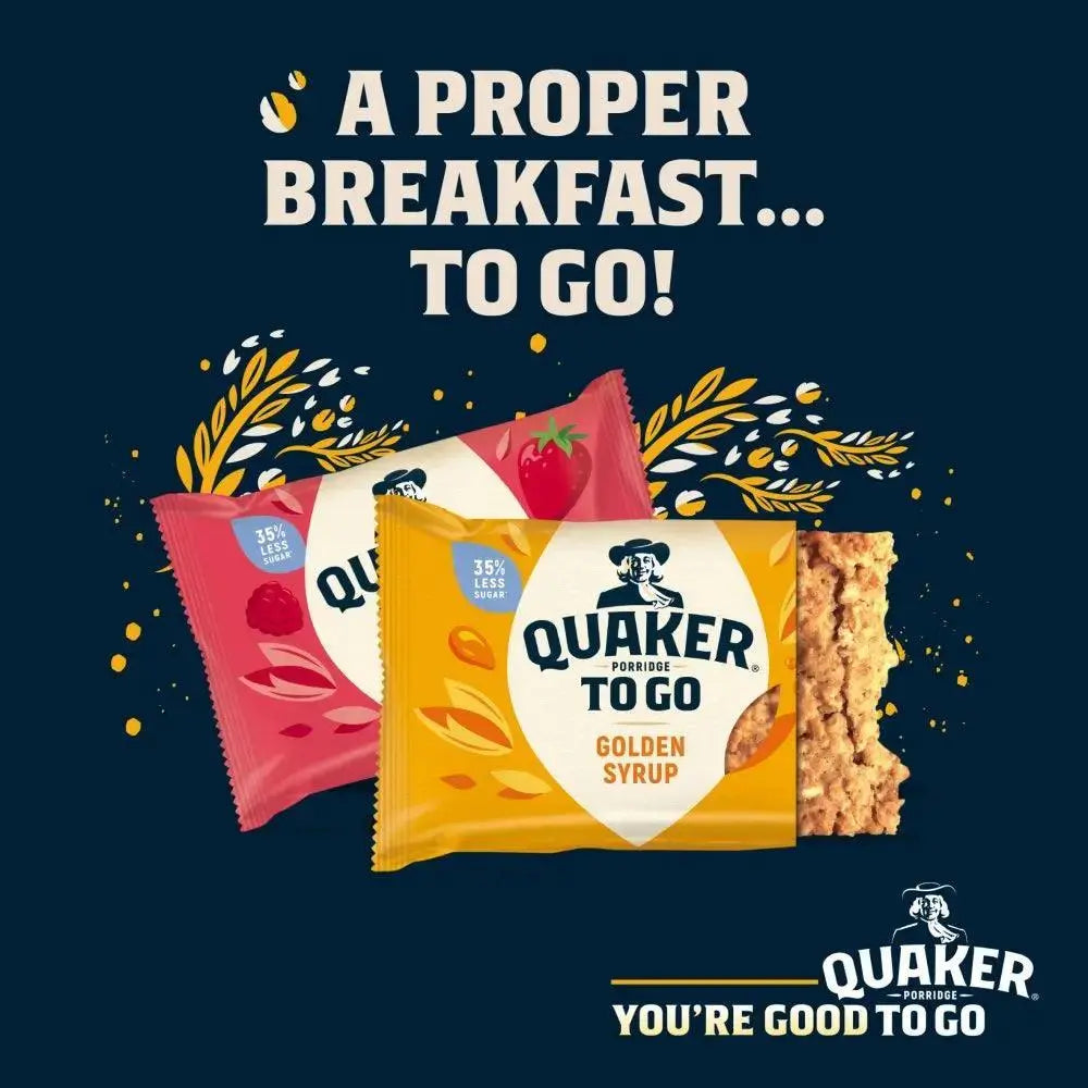 Quaker Porridge To Go Golden Syrup Breakfast Bar 55g (Case of 12)  Adomoo