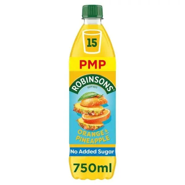 Robinsons Orange & Pineapple No Added Sugar Squash PMP 750ml (Case of 12) - Honesty Sales U.K