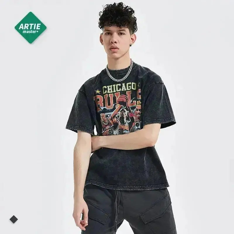 Summer New Chicago Bulls Printed T-Shirt Men's  Adomoo