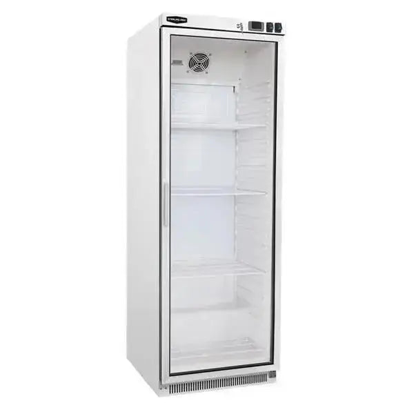 The SPR400G Sterling Pro Cobus Glass Door Upright Refrigerator White  Adomoo