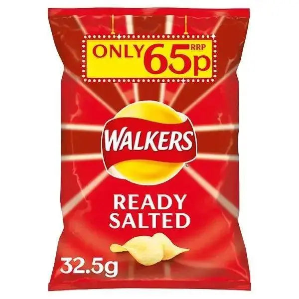 Walkers Ready Salted Crisps 65p PMP 32.5g (Case of  32)  Adomoo