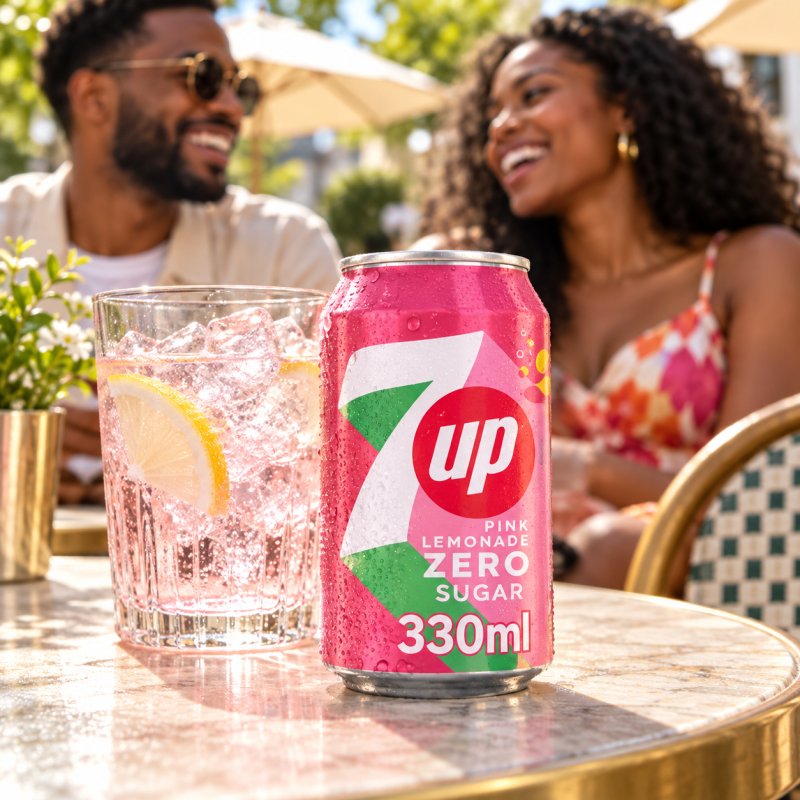 7Up Pink Zero Sugar Lemonade Can 330ml (24 x 330ml)