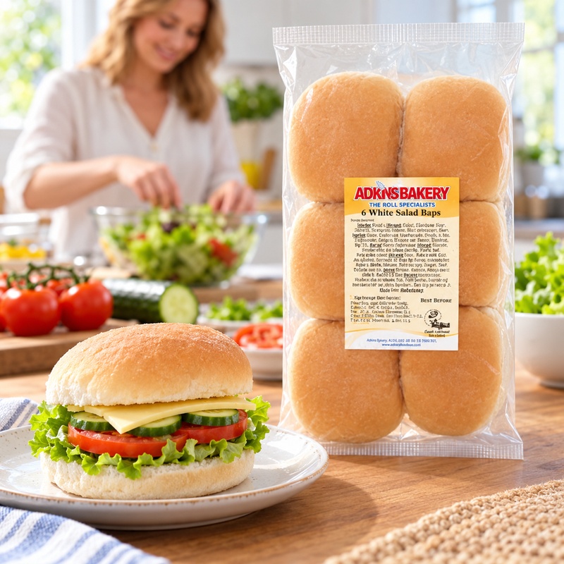 Adkins Bakery 6 White Salad Baps (Case of 1)