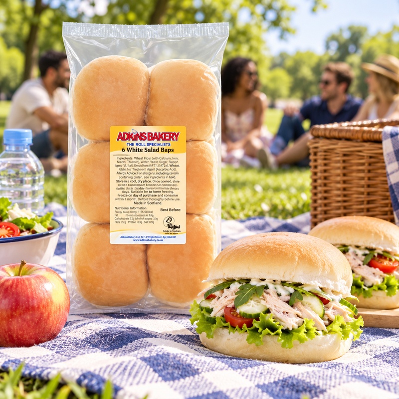 Adkins Bakery 6 White Salad Baps (Case of 1)